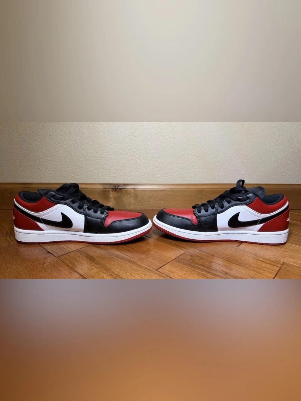 Jordan Kids Low-Top Sneakers in Black, Red, and White